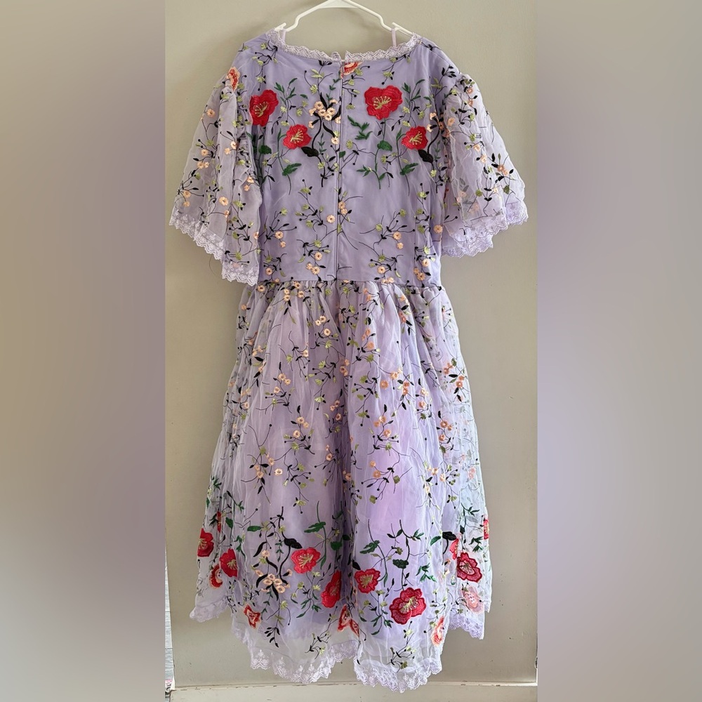 NWT JessaKae Darla Floral Embroidered Tulle Lace Trim Dress | Size 4X - Picture 7 of 12